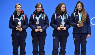 Italy athletes at Medal Plaza